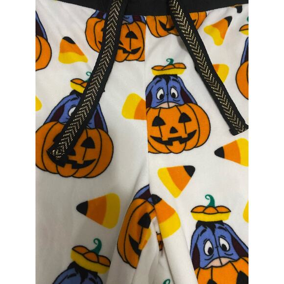 Disney Halloween Lounge Pants Size L 12-14 White Orange Eeyore Pumpkin - Picture 3 of 16